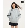 [BONELESS] Asymmetric Zip Hoodie – Light Grey Oversized Funnel Neck Jacket