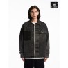 [BONELESS] Contrast Pocket Denim Overshirt – Washed Black Relaxed Jacket