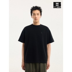 [BONELESS] Minimalist Oversized T-Shirt – Black Boxy Crewneck