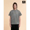 [BONELESS] Suede-Look Half Zip T-Shirt – Grey Oversized Mock Neck Top