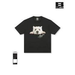 [BONELESS] Puppy Graphic T-Shirt – Cute Dog Print Tee, Black / White