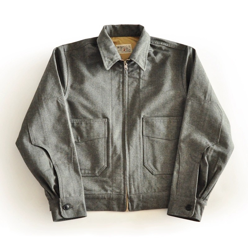 [WBT] Vintage Workwear Zip Jacket – Grey Utility Short Jacket